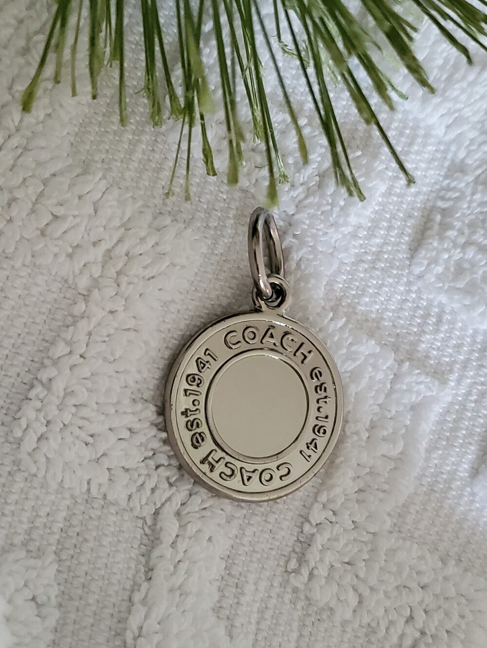 Vintage Y2K Coach 1941 Round Logo Metal Hangtag Charm Purse Pendant Fob